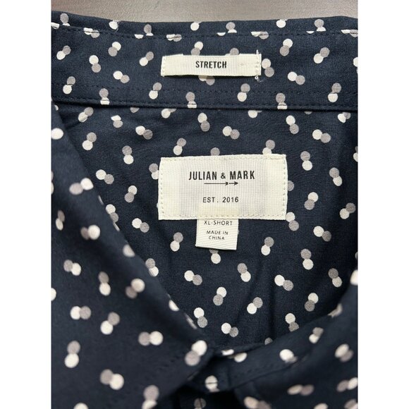 Julian & Mark Men's Minimalist Smart Casual Navy Blue Shirt White Dot Pattern XL - Picture 4 of 7